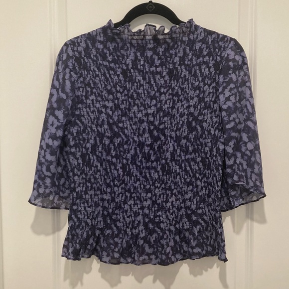 & Other Stories Blue Floral Smocked Blouse in Women's Size 12 - Picture 6 of 9